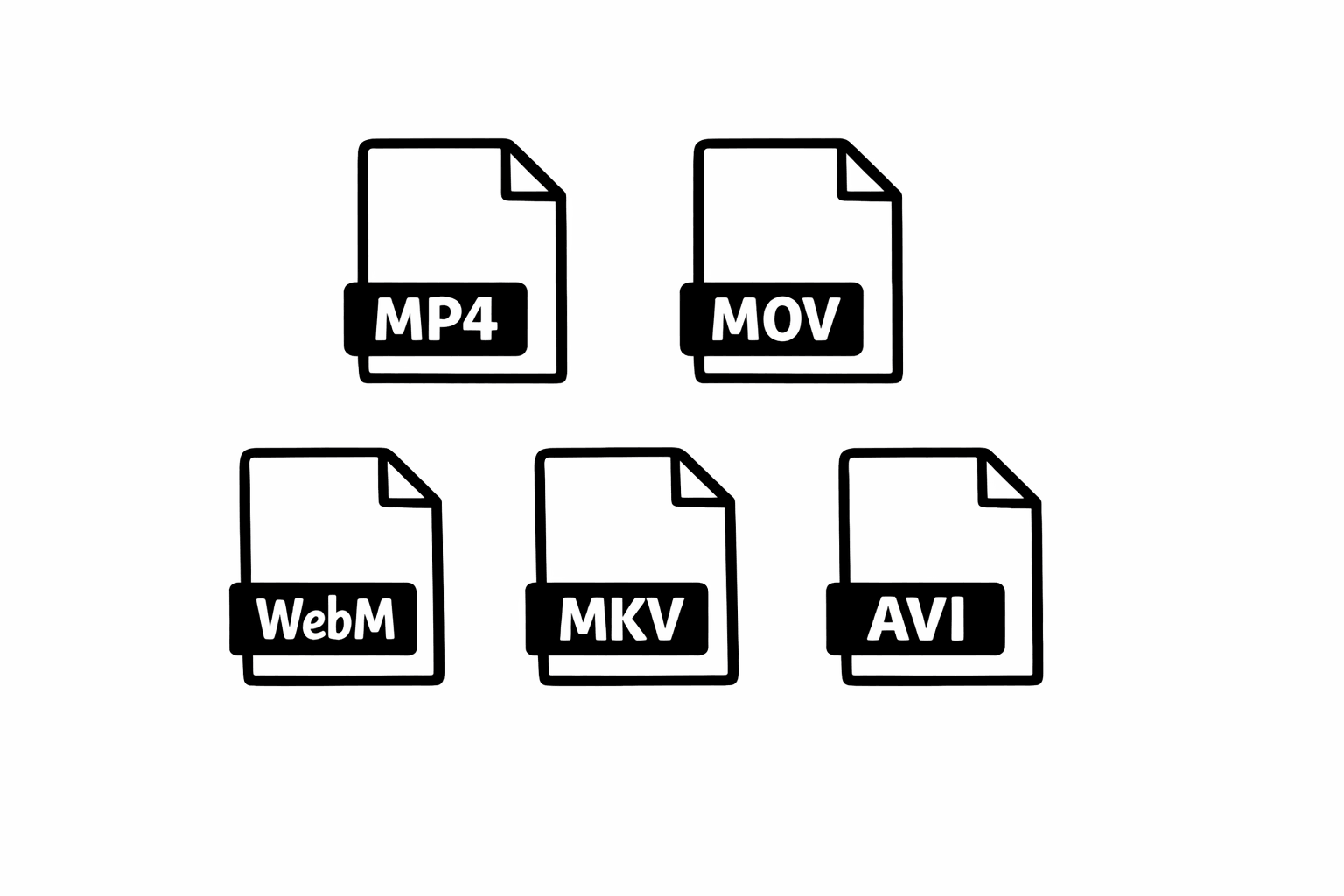 Video file formats comparison showing MP4, MOV, WebM, and MKV containers